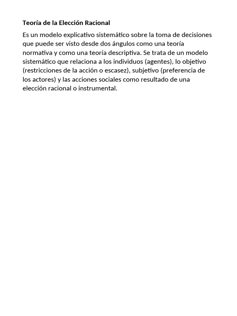 Teoría de La Elección Racional | PDF