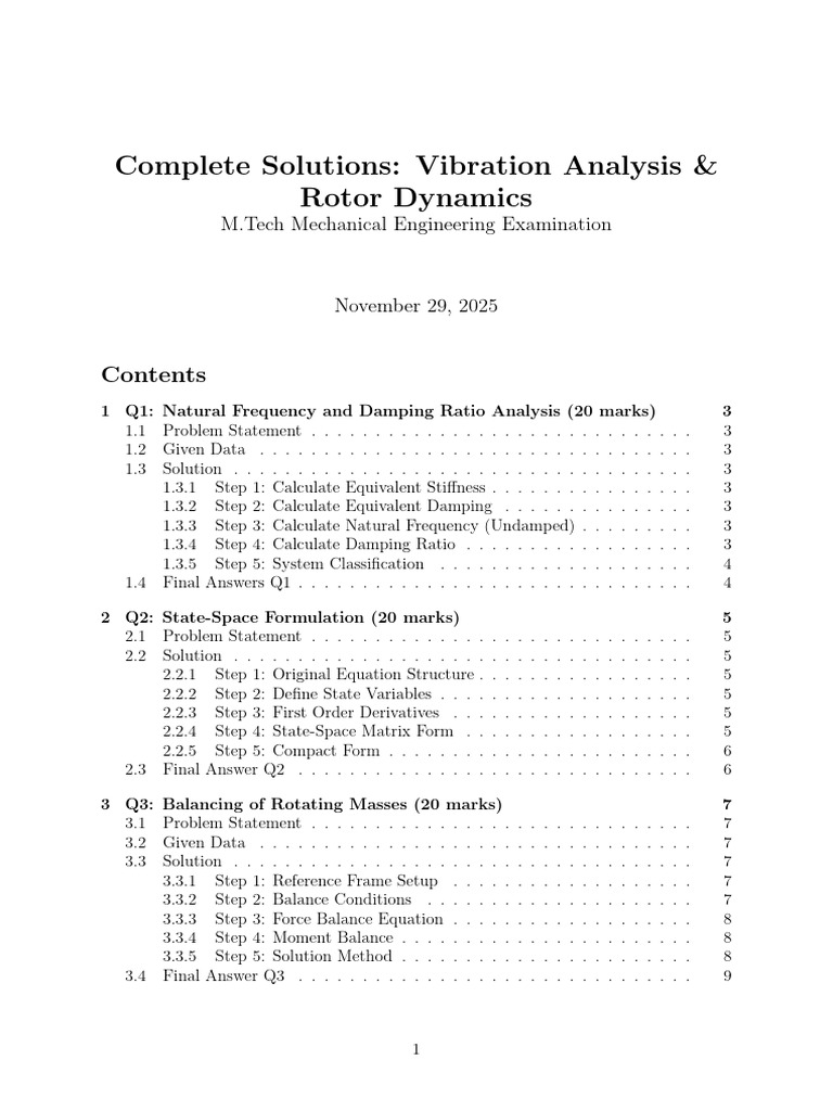 Complete Solutions Vibration Analysis Rotor Dynamics | PDF | Damping ...