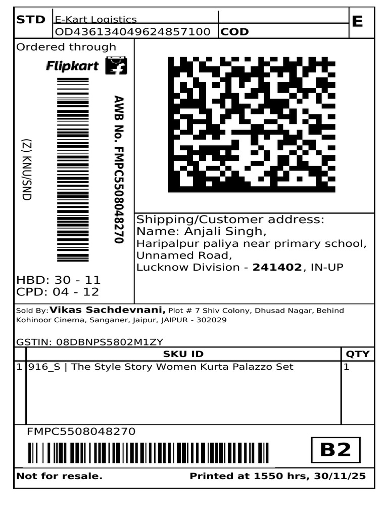 Flipkart Label 30 Nov 2025 03 50 | PDF