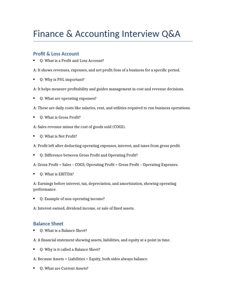 Finance Accounting QA | PDF | Debits And Credits | Balance Sheet
