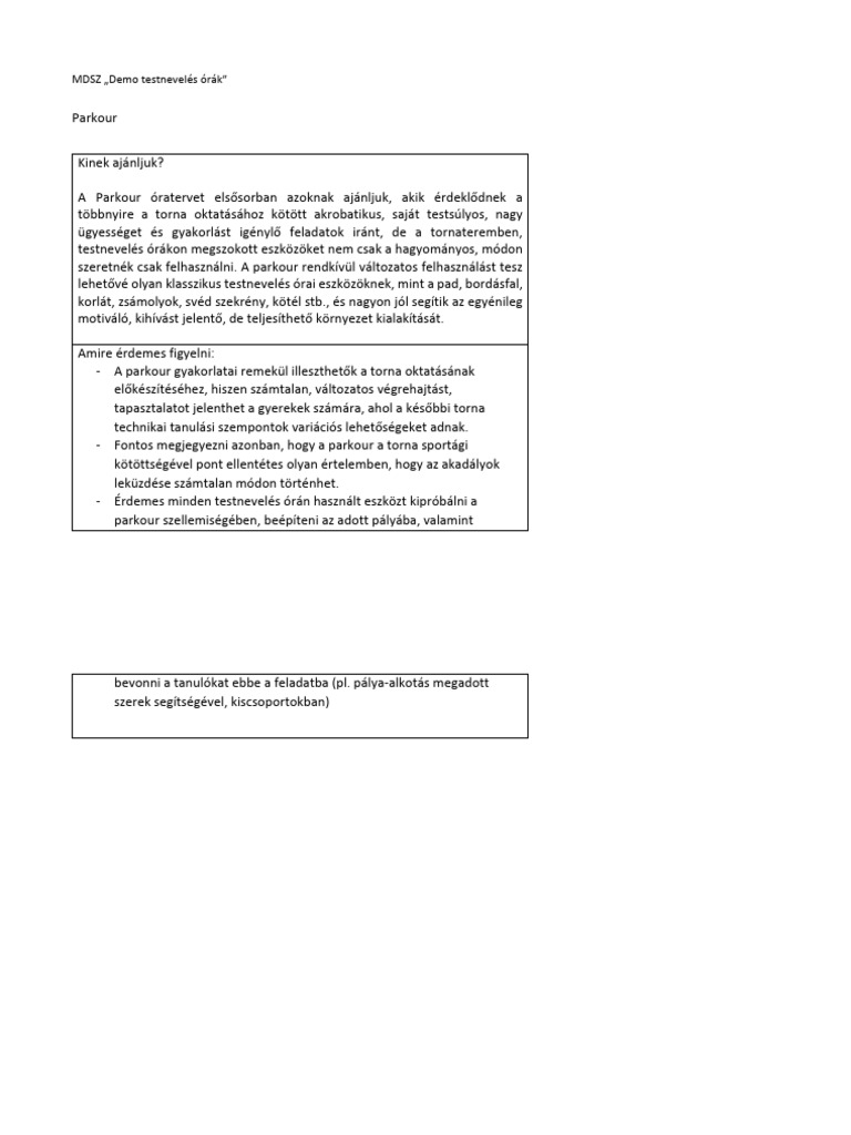 MDSZ - Parkour | PDF