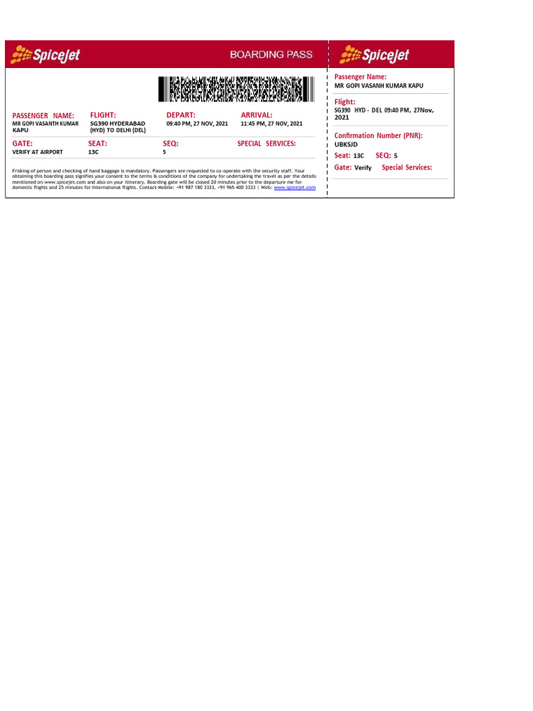 SpiceJet Flight SG390 Boarding Passes | PDF | Aviation | Transport