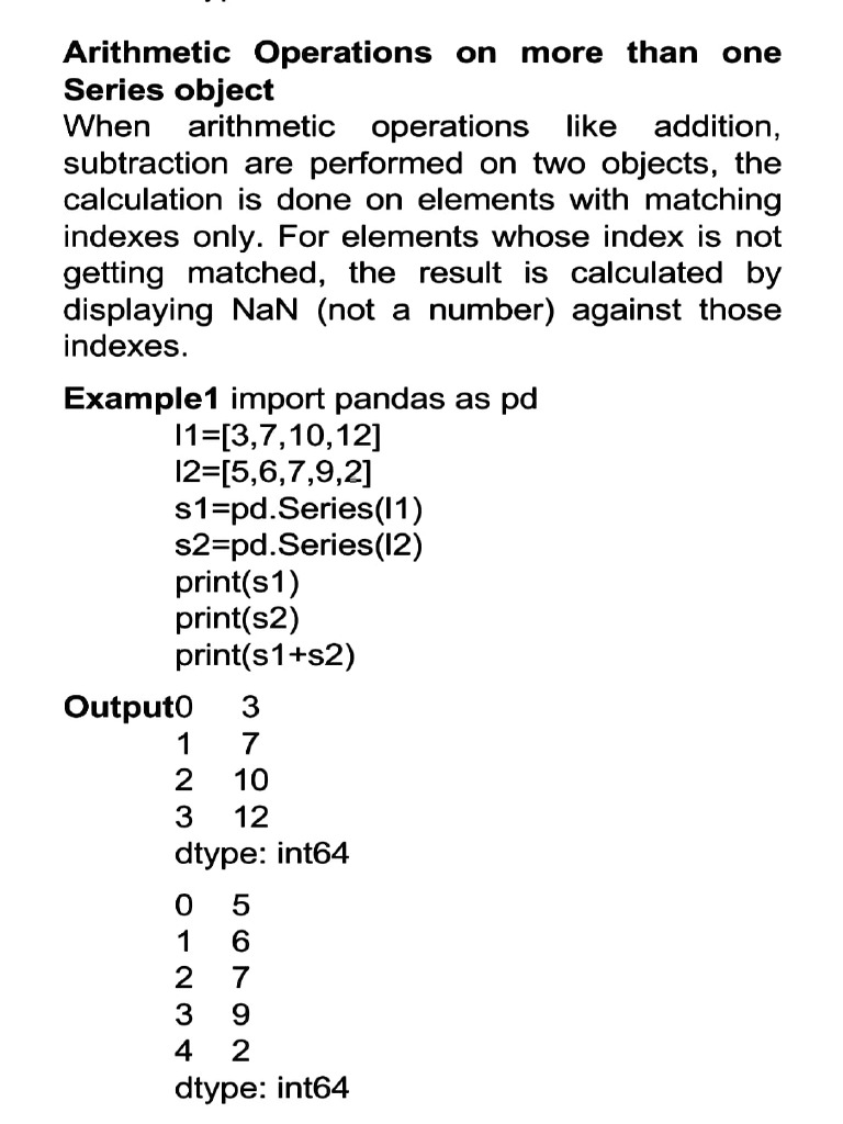 Arithmetic Operations on Pandas Series | PDF
