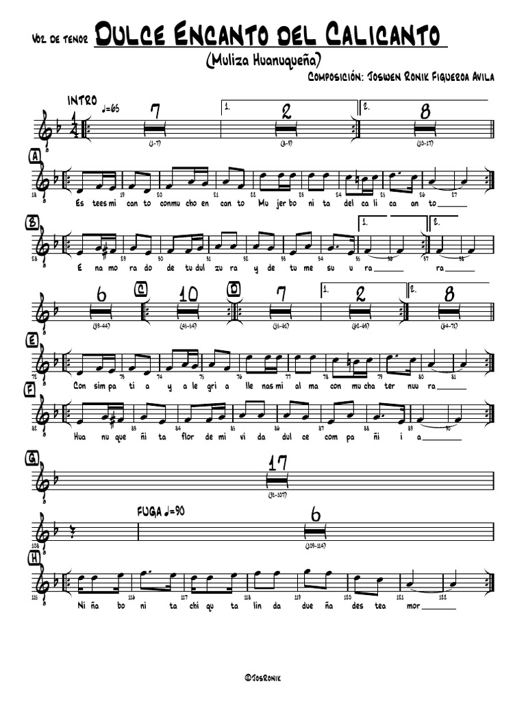 Dulce Encanto Del Calicanto (Muliza) - Voz de Tenor | PDF