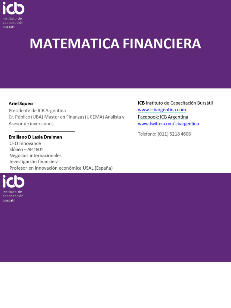 Matematica Financiera | PDF | Interés | Finanzas Matemáticas