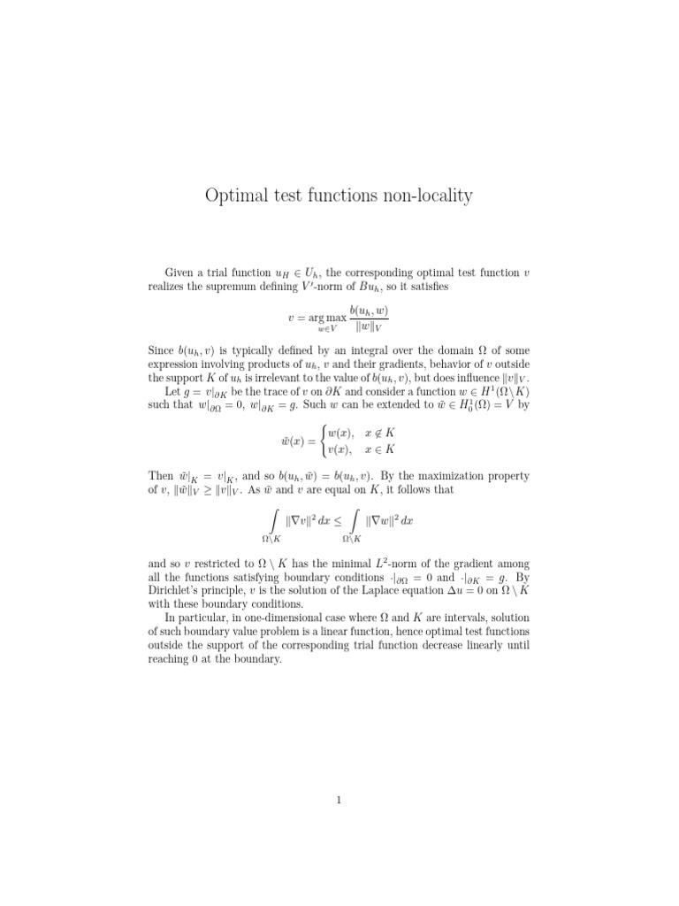Optimal Test Functions and Non-Locality | PDF