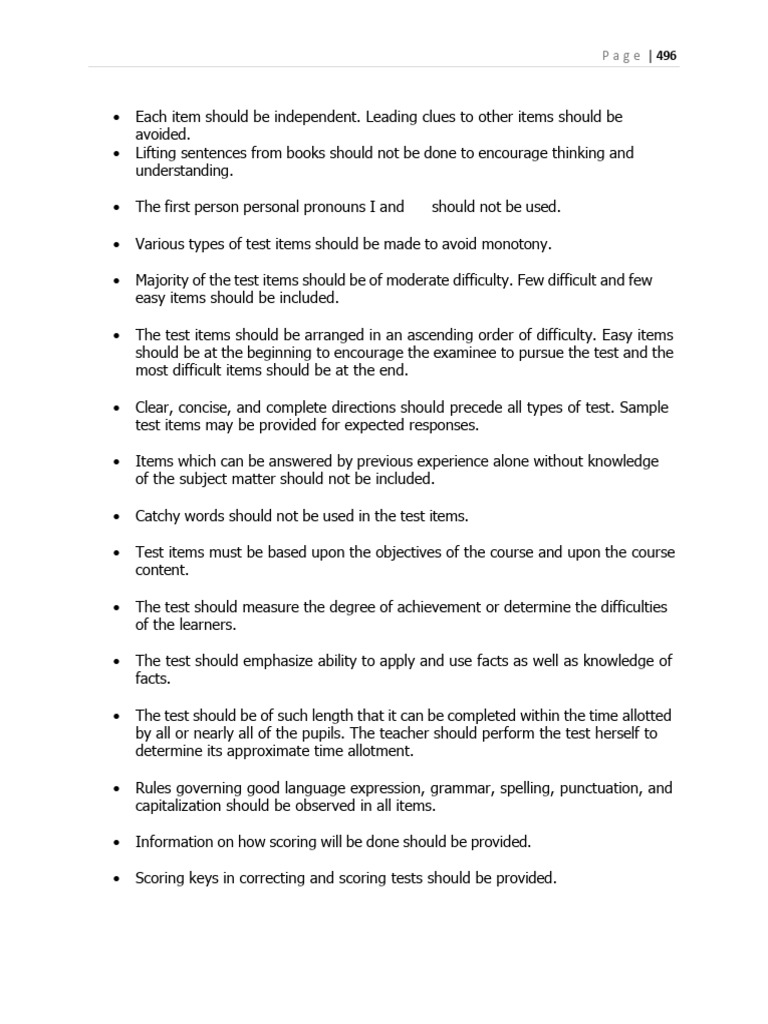 Guidelines for Constructing Effective Tests | PDF | Arithmetic Mean ...
