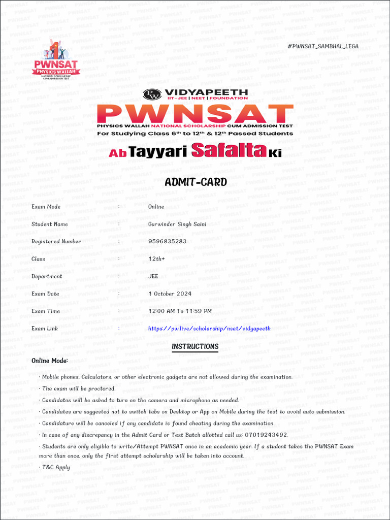 Admit Card | PDF