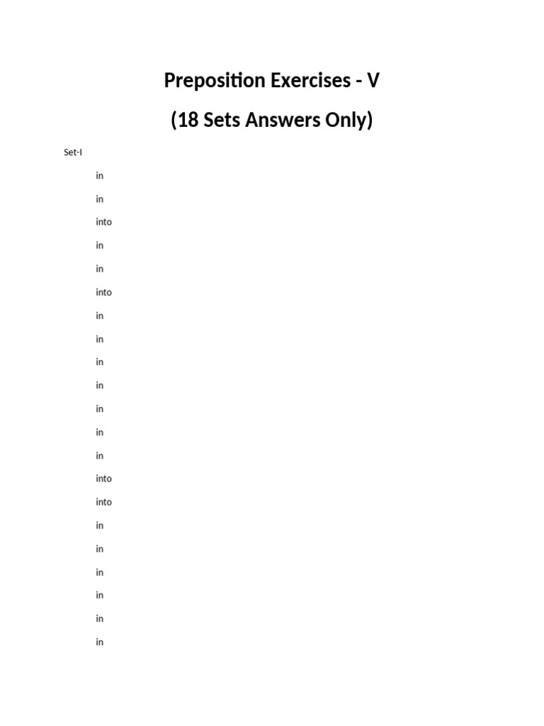 Preposition Exercises with Answers | PDF
