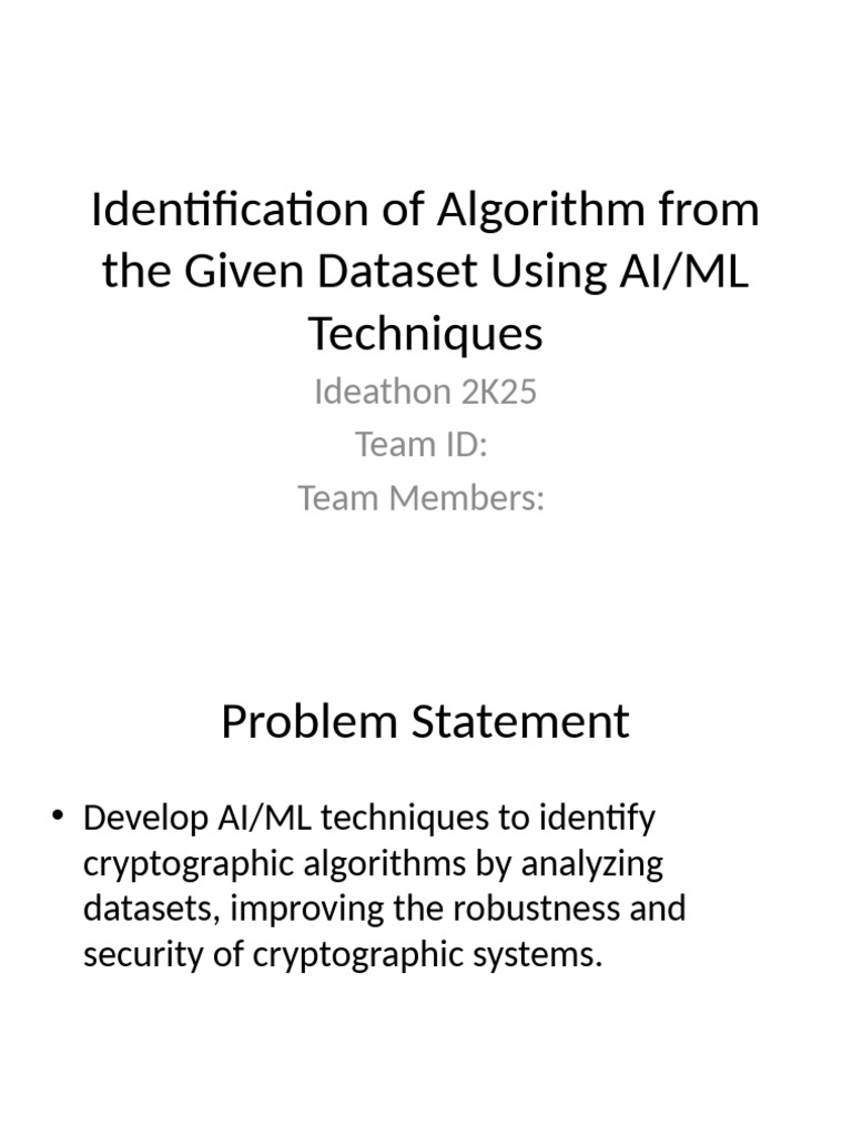 AI/ML Techniques for Cryptographic Algorithm Identification | PDF