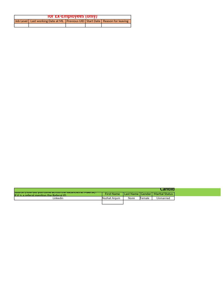 Ex-Employee Information Form Template | PDF