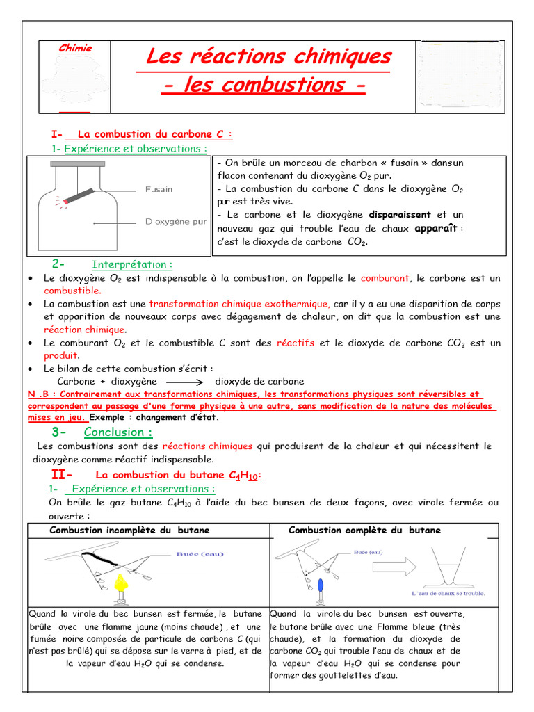 Combustions : Réactions et Dangers | PDF | La combustion | Combustible