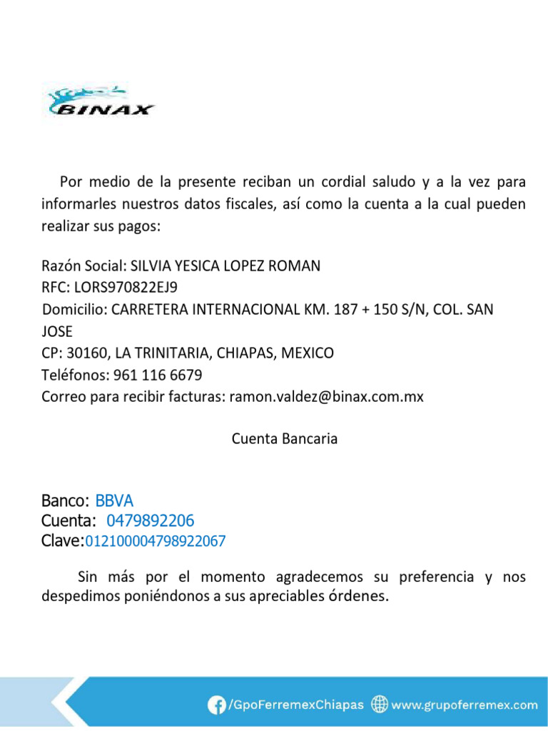 Razon Social y Cuenta | PDF