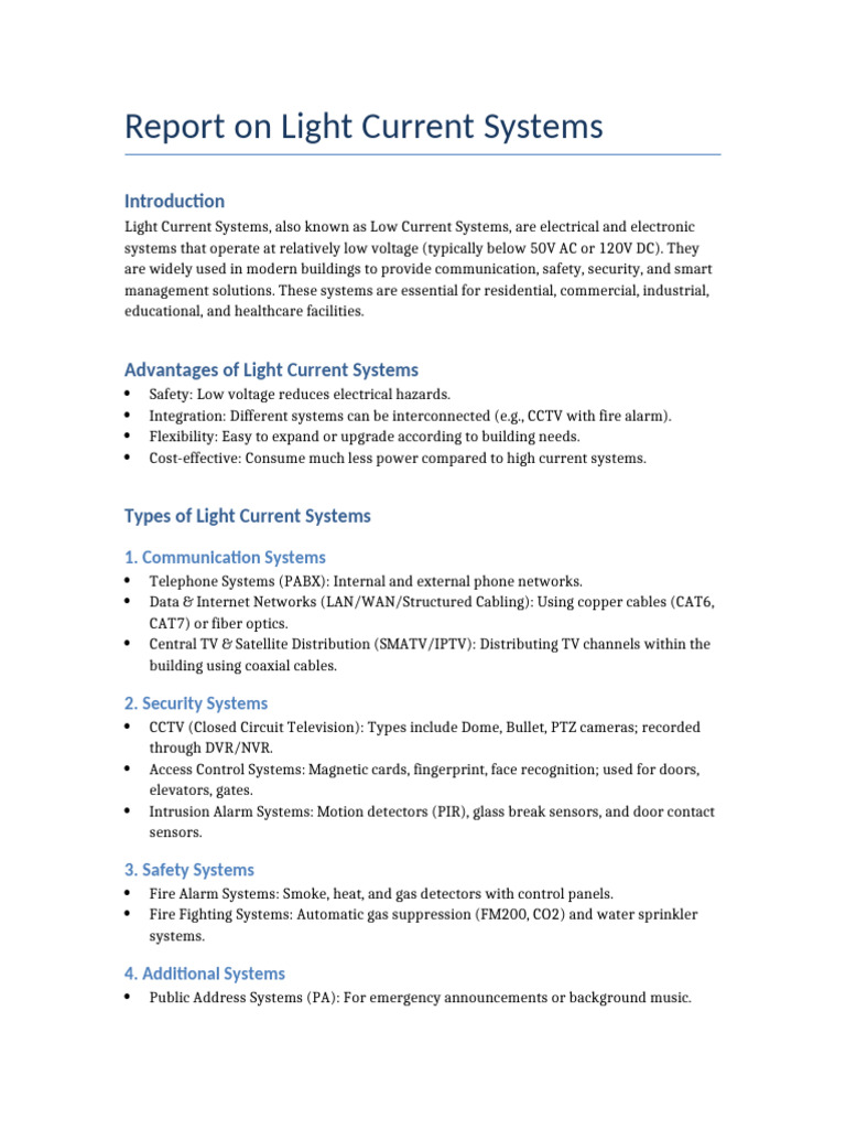 Light Current Systems Report With Illustrations | PDF | Security Alarm ...