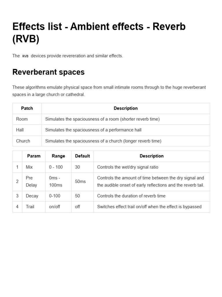 effects-reverb | PDF | Sound | Telecommunications Engineering