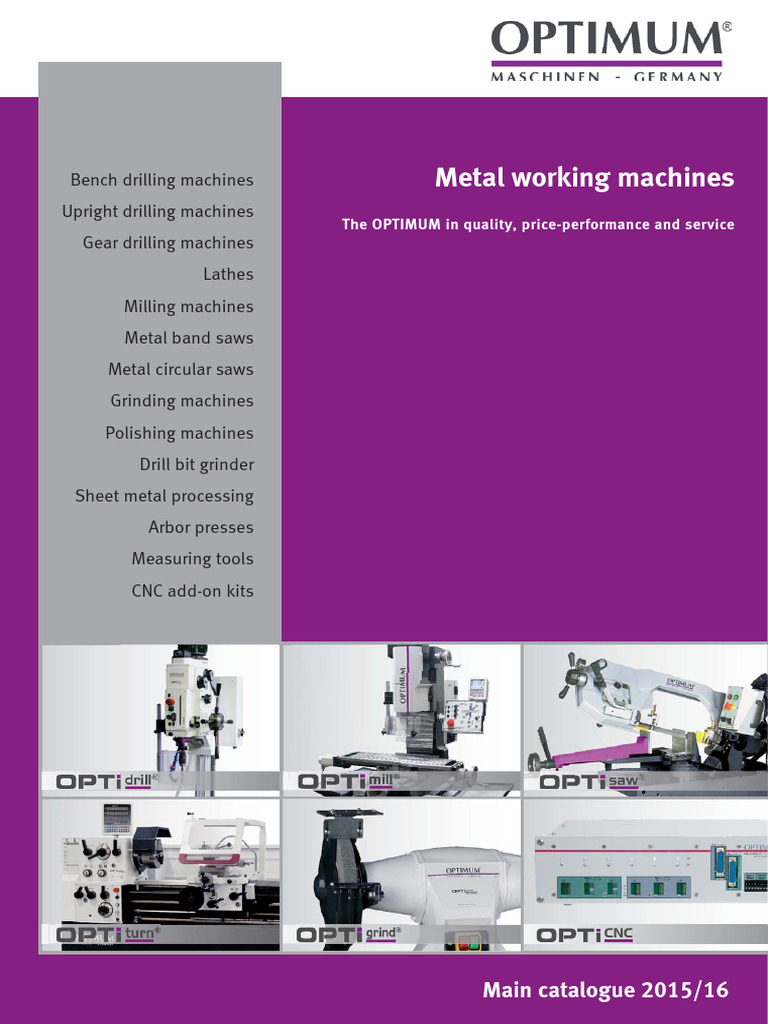 OPTIMUM Metal Working Machines Overview | PDF | Drill | Metalworking