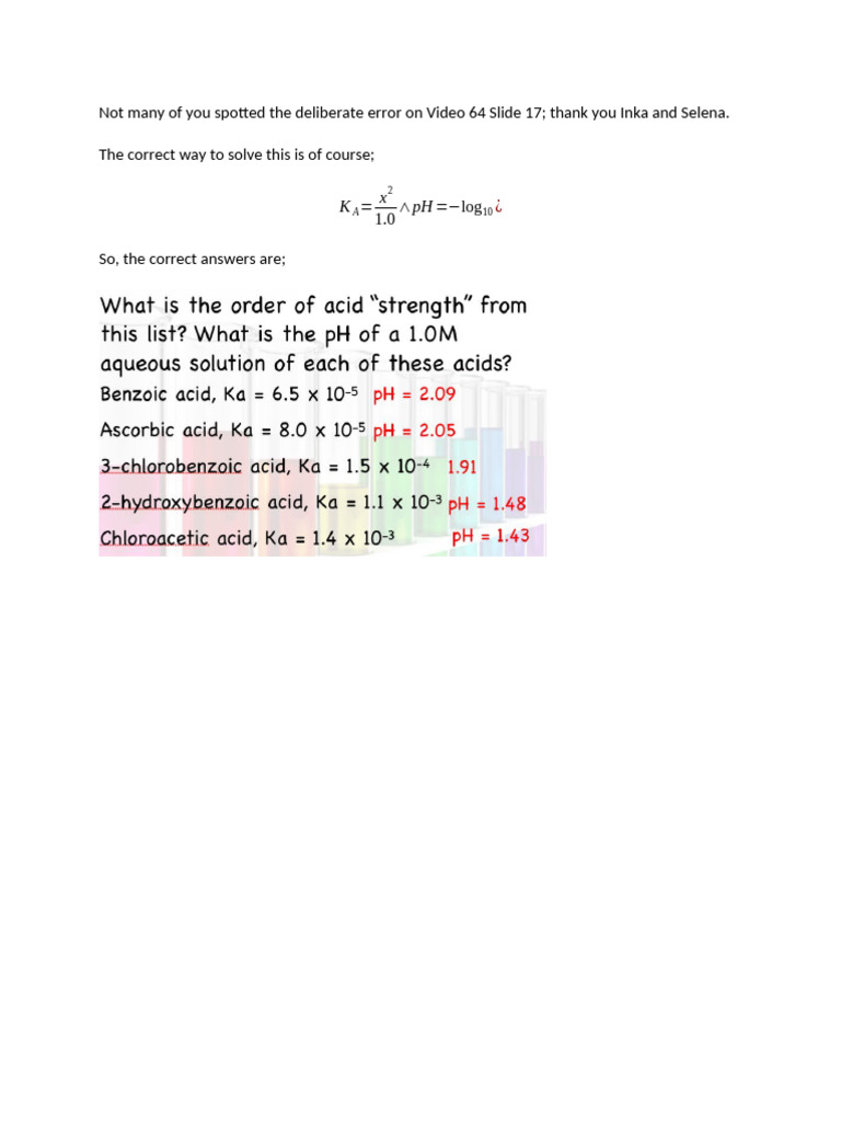 Acid Strength Correction | PDF