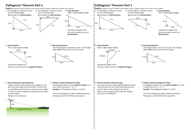 Pythagoras' Theorem Exercises and Problems | PDF | Euclidean Plane ...