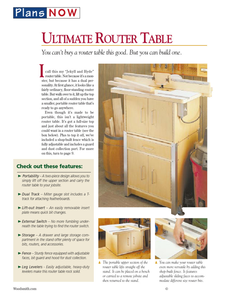 Portable Dual-Personality Router Table | PDF | Cabinetry | Plywood