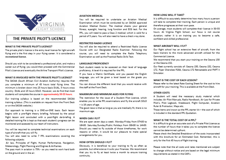 Private Pilot Licence Overview Guide | PDF | Aviation | Aeronautics