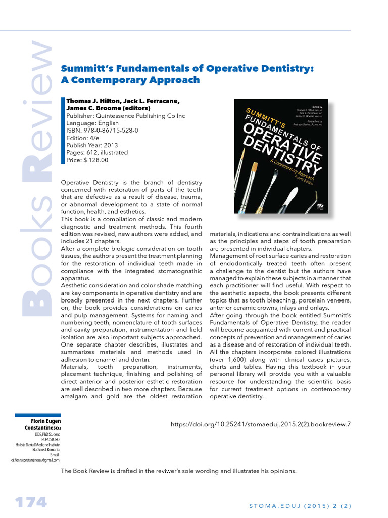 Operative Dentistry: A Comprehensive Guide | PDF | Dentistry | Tooth