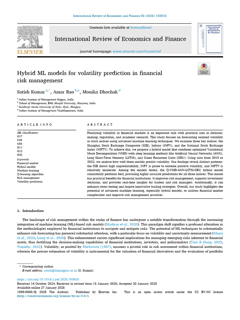 1 s2.0 S1059056025000784 Main | PDF | Machine Learning | Volatility  (Finance)