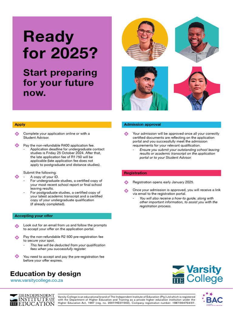 Varsity College Application Guide 2025 | PDF | Educational Stages ...