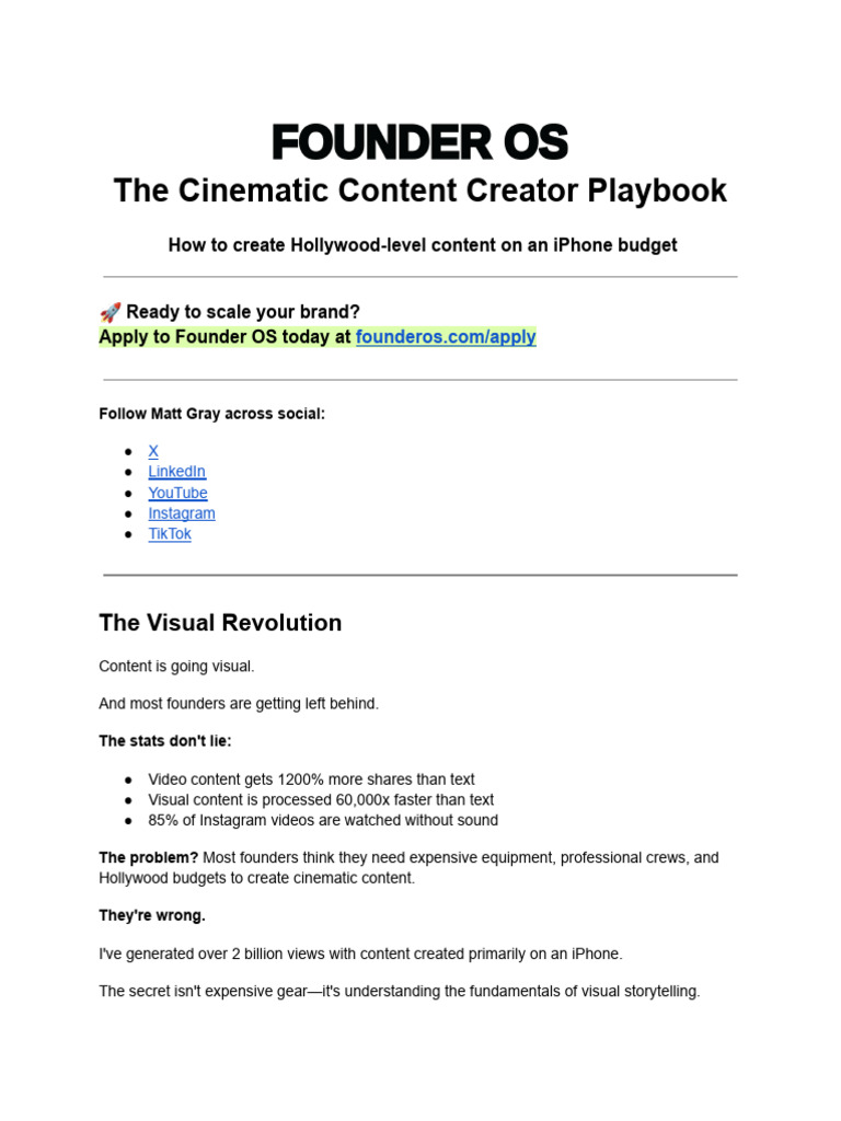 Cinematic Content Creation Guide | PDF | Brand | Editing