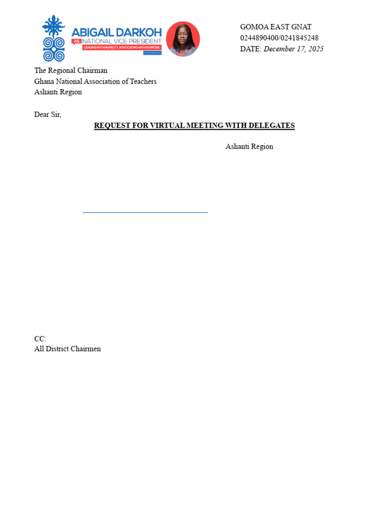 Request for Virtual Meeting with Delegates | PDF
