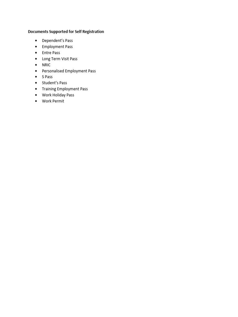 Documents Supported For Self Registration | PDF
