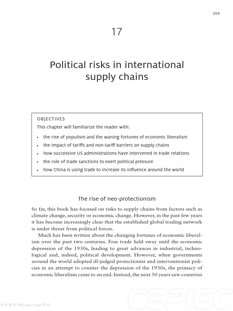 Political Risks in Global Supply Chains | PDF | Cost Of Living | Tariff