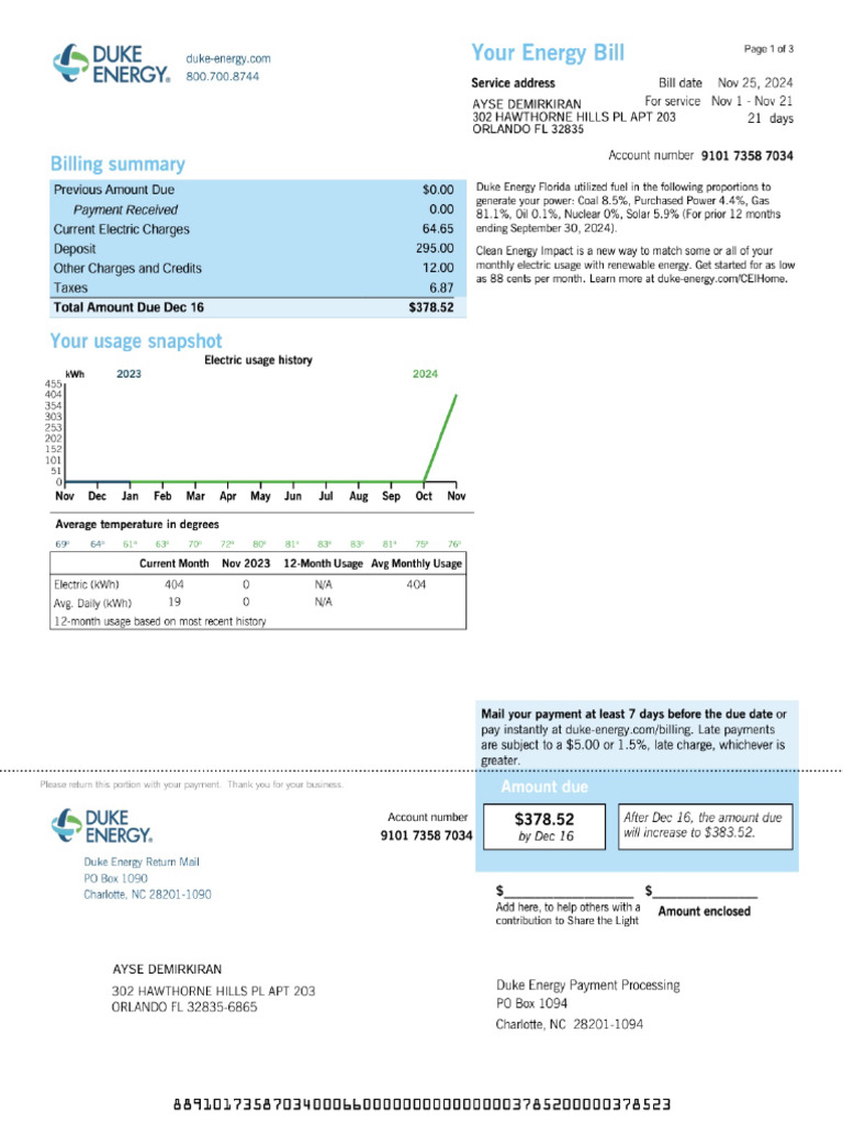 Light Bill November | PDF