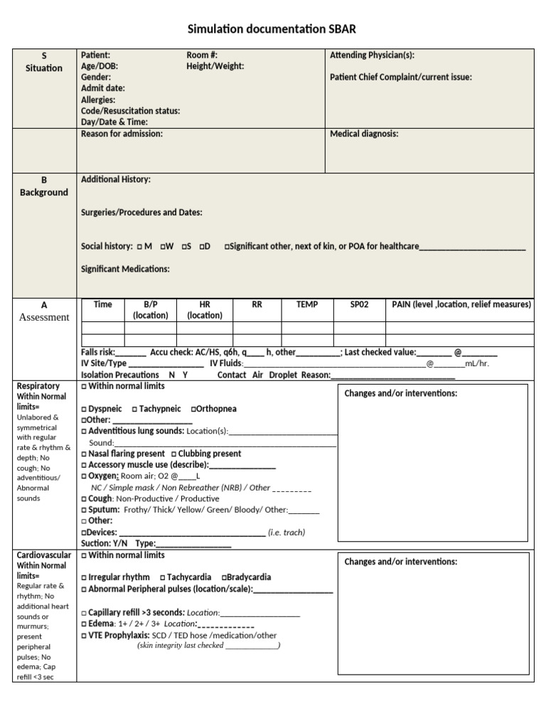 Patient Simulation Documentation Guide | PDF | Diseases And Disorders ...