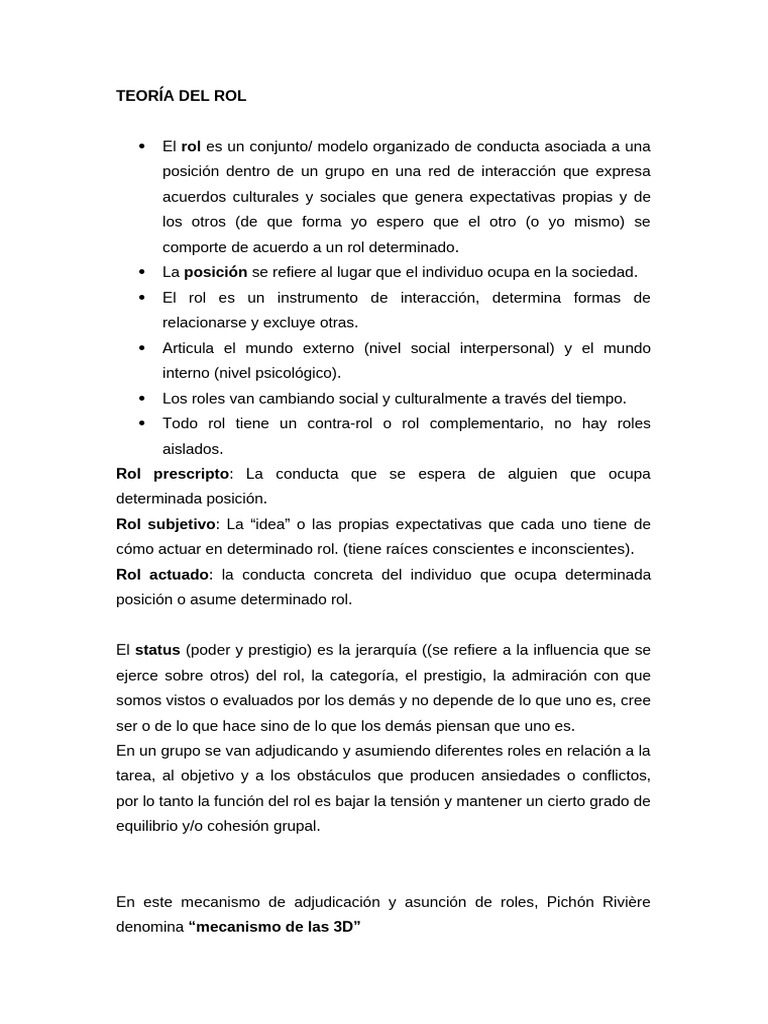 Teoría del Rol en Grupos Sociales | PDF | Comportamiento | Cohesión grupal