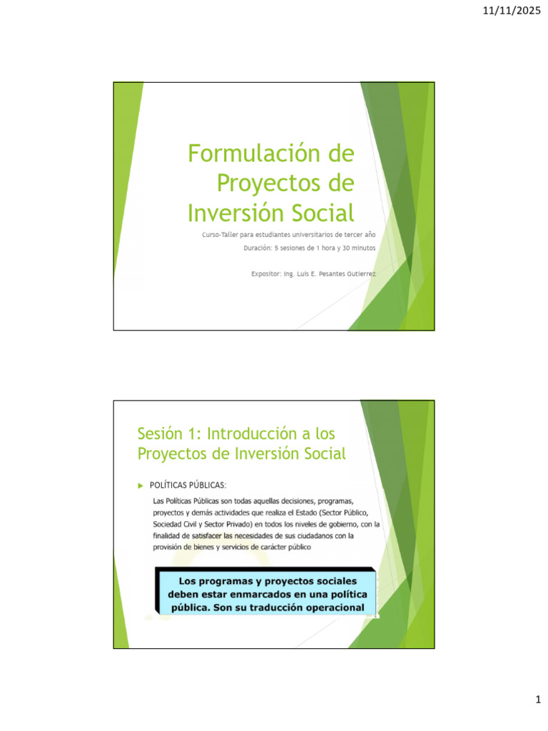Curso de Proyectos de Inversión Social | PDF