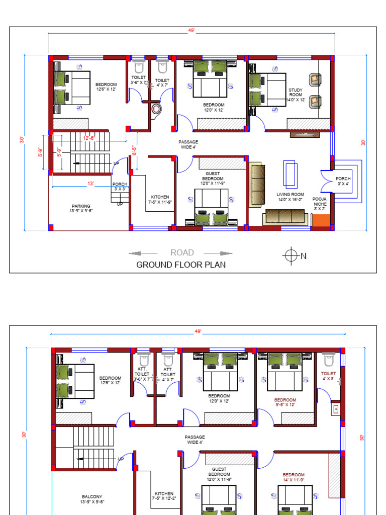 Ground Floor Plan Layout Details | PDF | Architectural Design ...