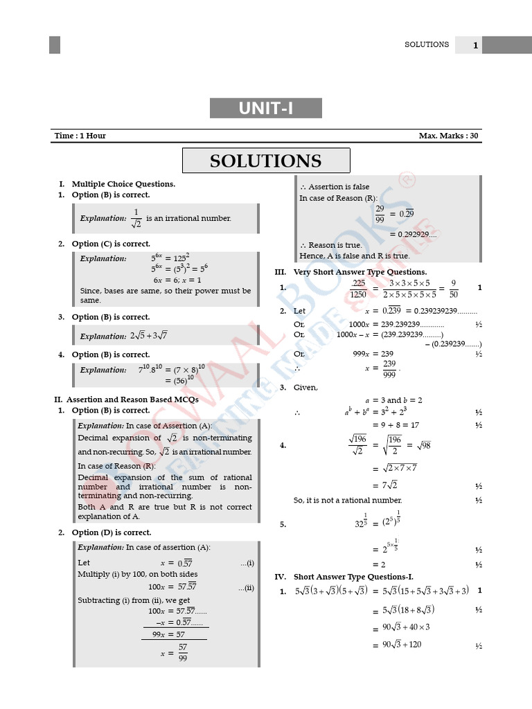 Class IX Mathematics Solutions Guide | PDF | Numbers | Mathematical Objects