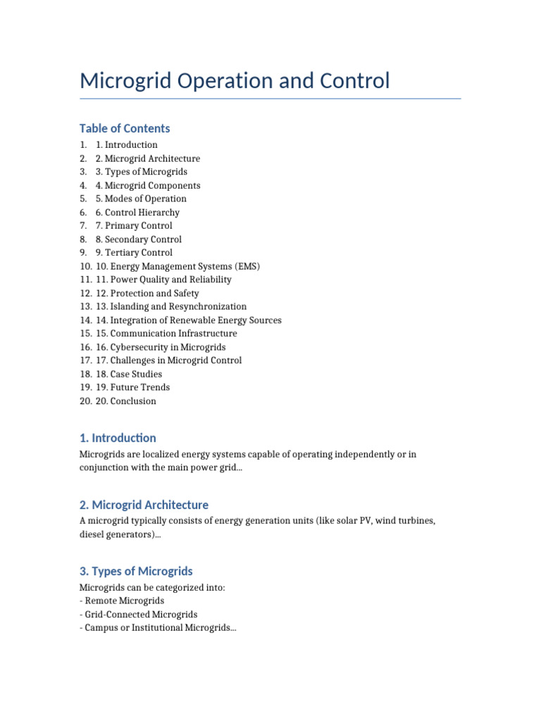 Microgrid Operation and Control Guide | PDF | Distributed Generation ...