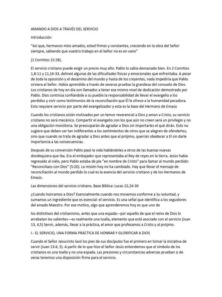 Amando A Dios A Través Del Servicio | PDF | Cristo (título) | Primera ...