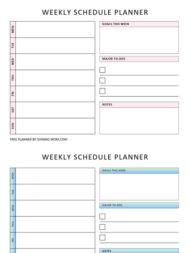 Weekly Planner - Horizontal (1) | PDF