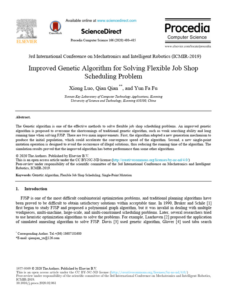 Improved Genetic Algorithm for FJSP | PDF | Genetic Algorithm | Mutation