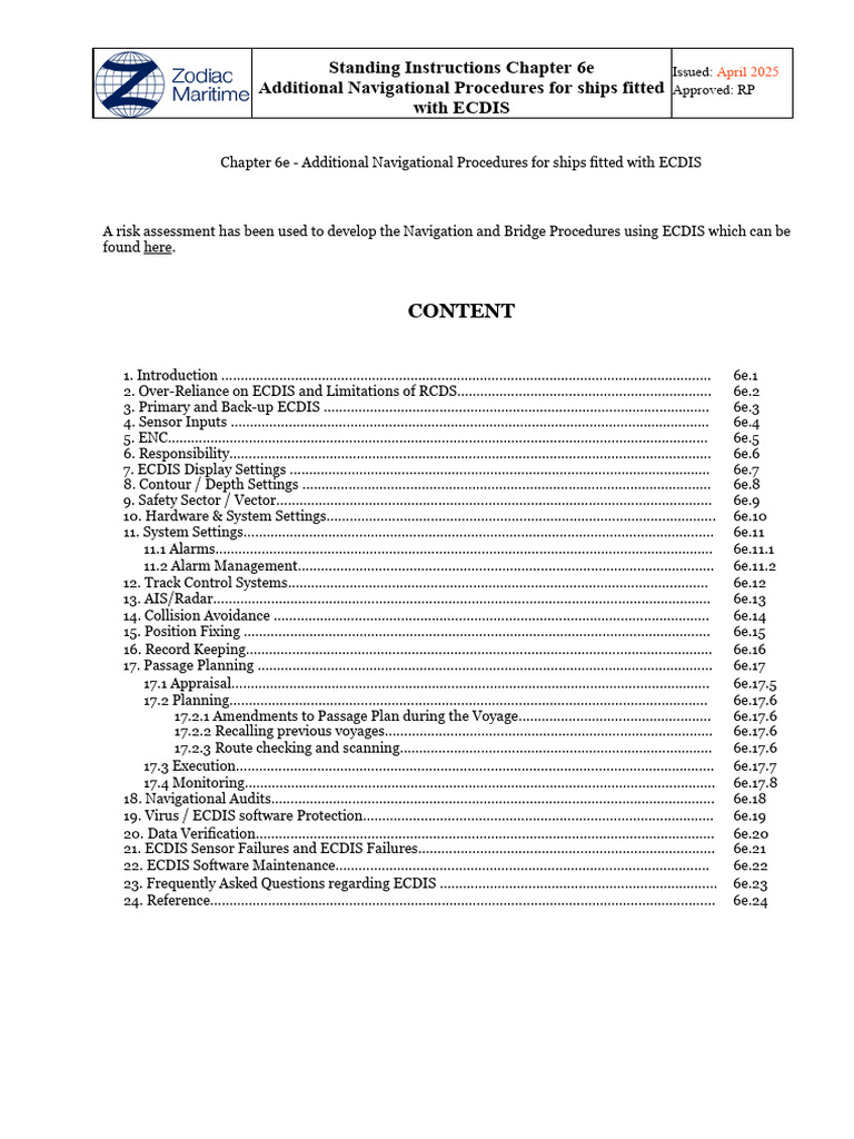 Chapter 6e - Additional Navigational Procedures For Ships Fitted With ...