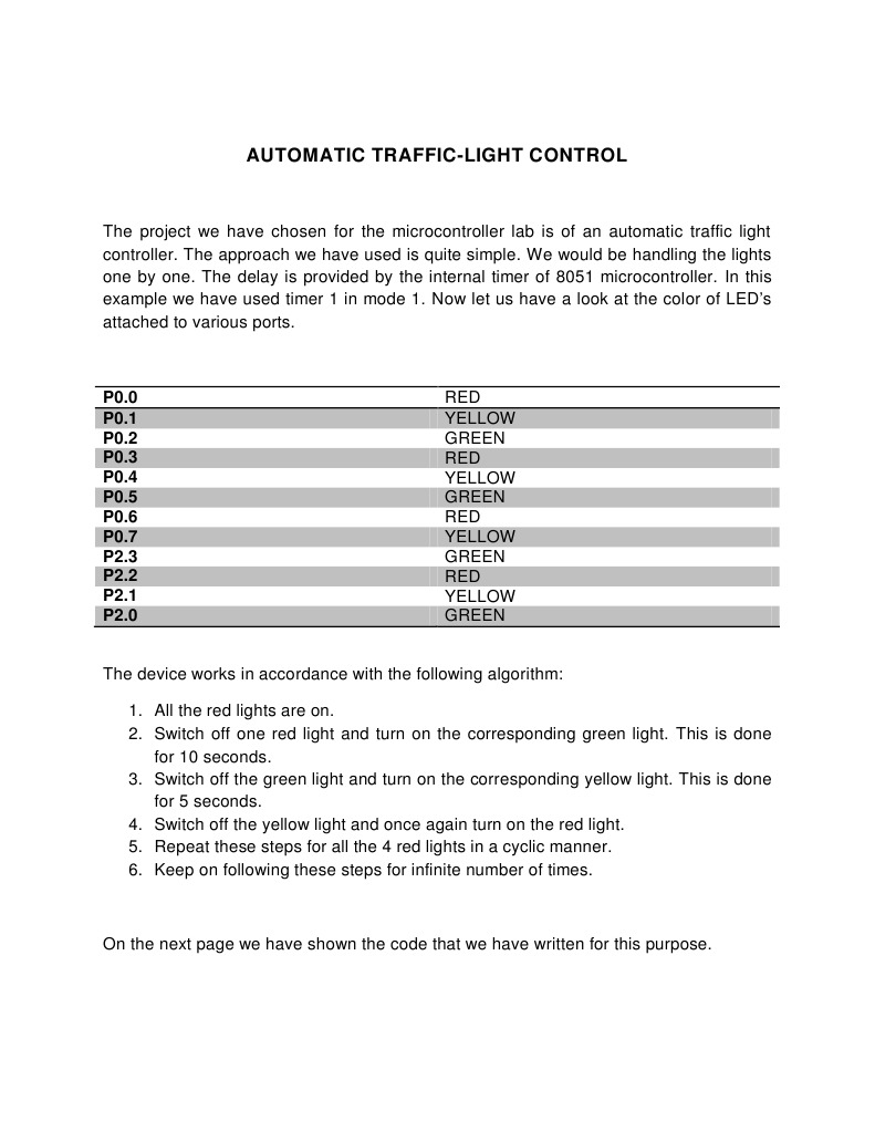 Automatic Traffic Light Controller Code | PDF | Technology & Engineering