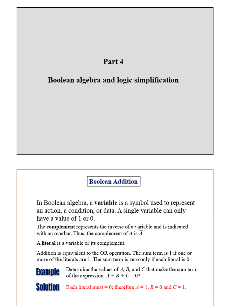 Boolean Algebra and Logic Simplification | PDF | Mathematics | Logic