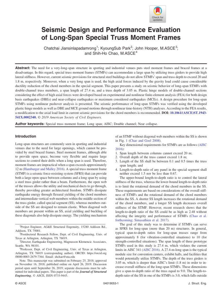 9 Seismic Design and Performance Evaluation of Long Span Special Truss ...