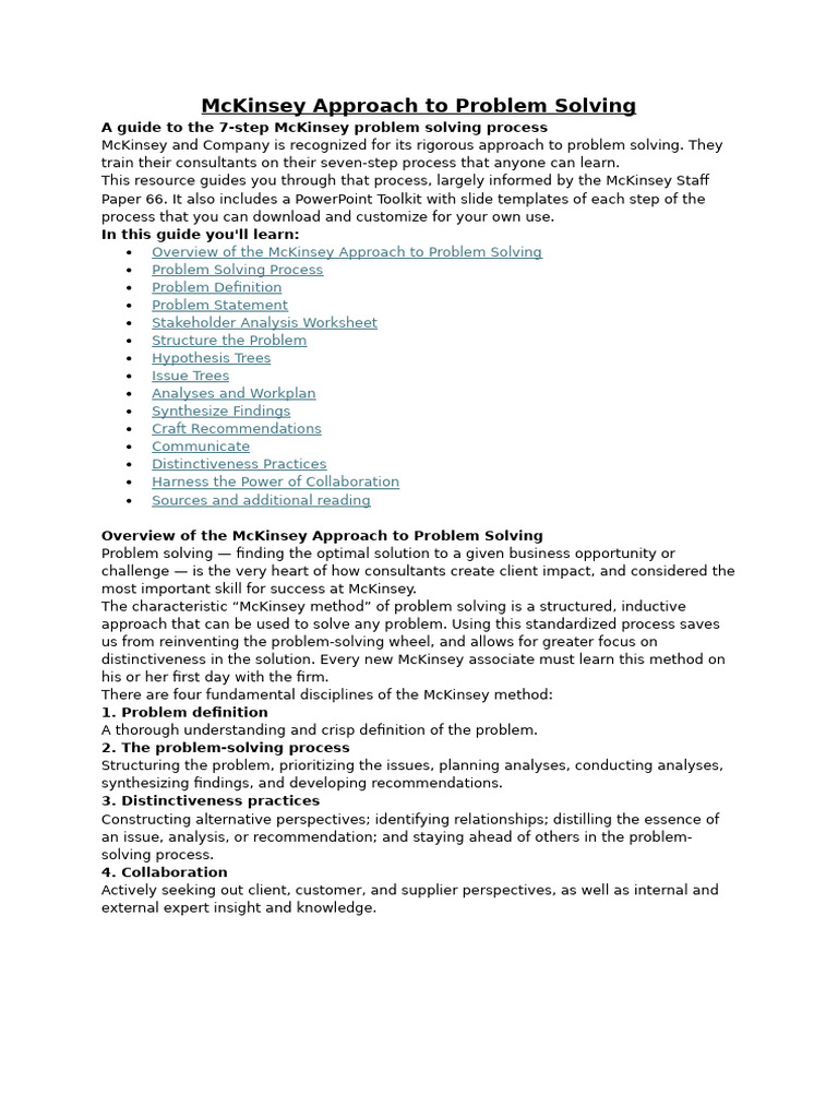 McKinsey Approach To Problem Solving | PDF | Hypothesis | Thought