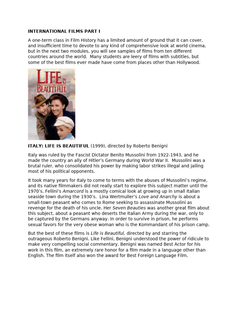 International Films: Italy & Iran Insights | PDF