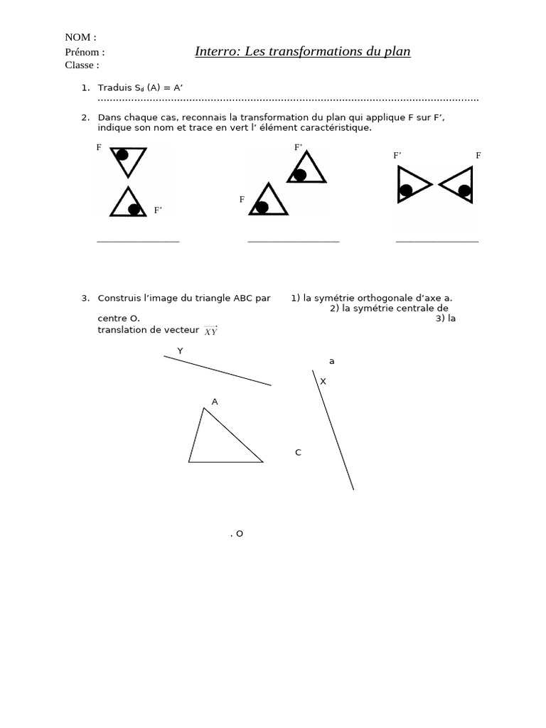 Transformations géométriques du plan | PDF