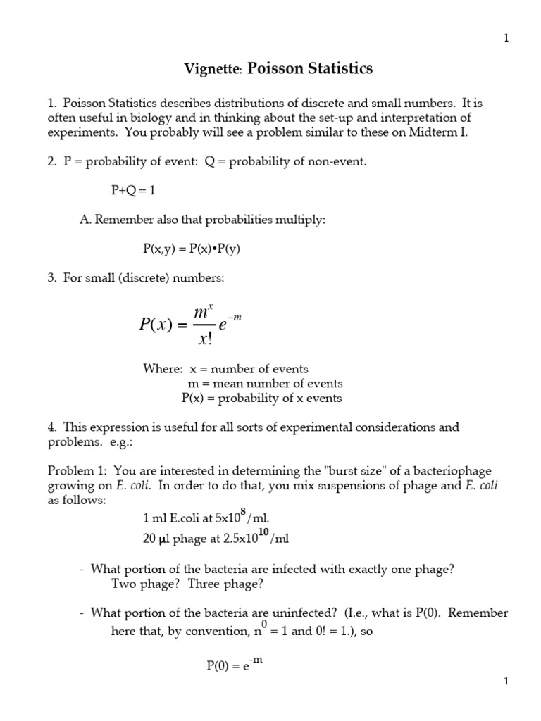 Poisson Statistics in Experimental Biology | PDF | Bacteriophage ...