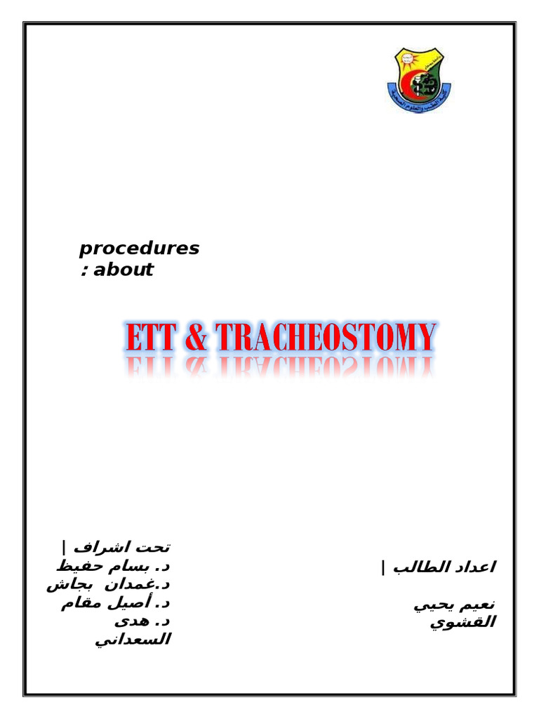 Endotracheal Tube Procedures Guide | PDF | Medical Specialties | Surgery